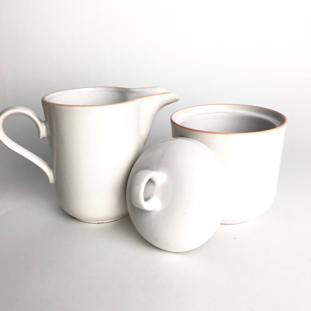 Vintage stoneware set cream & Sugar ivory Japanese